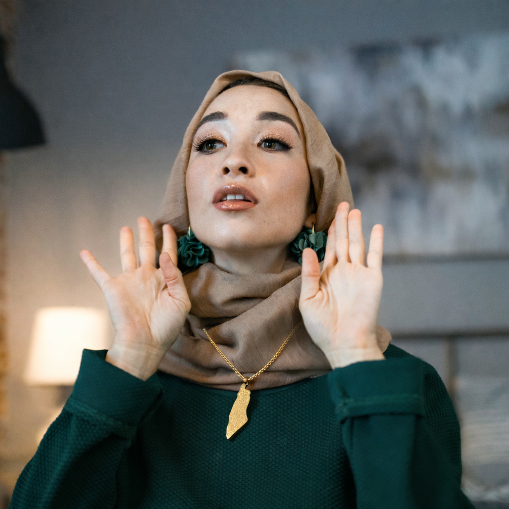 Palestine Map Elegant Pendant Necklace – Women