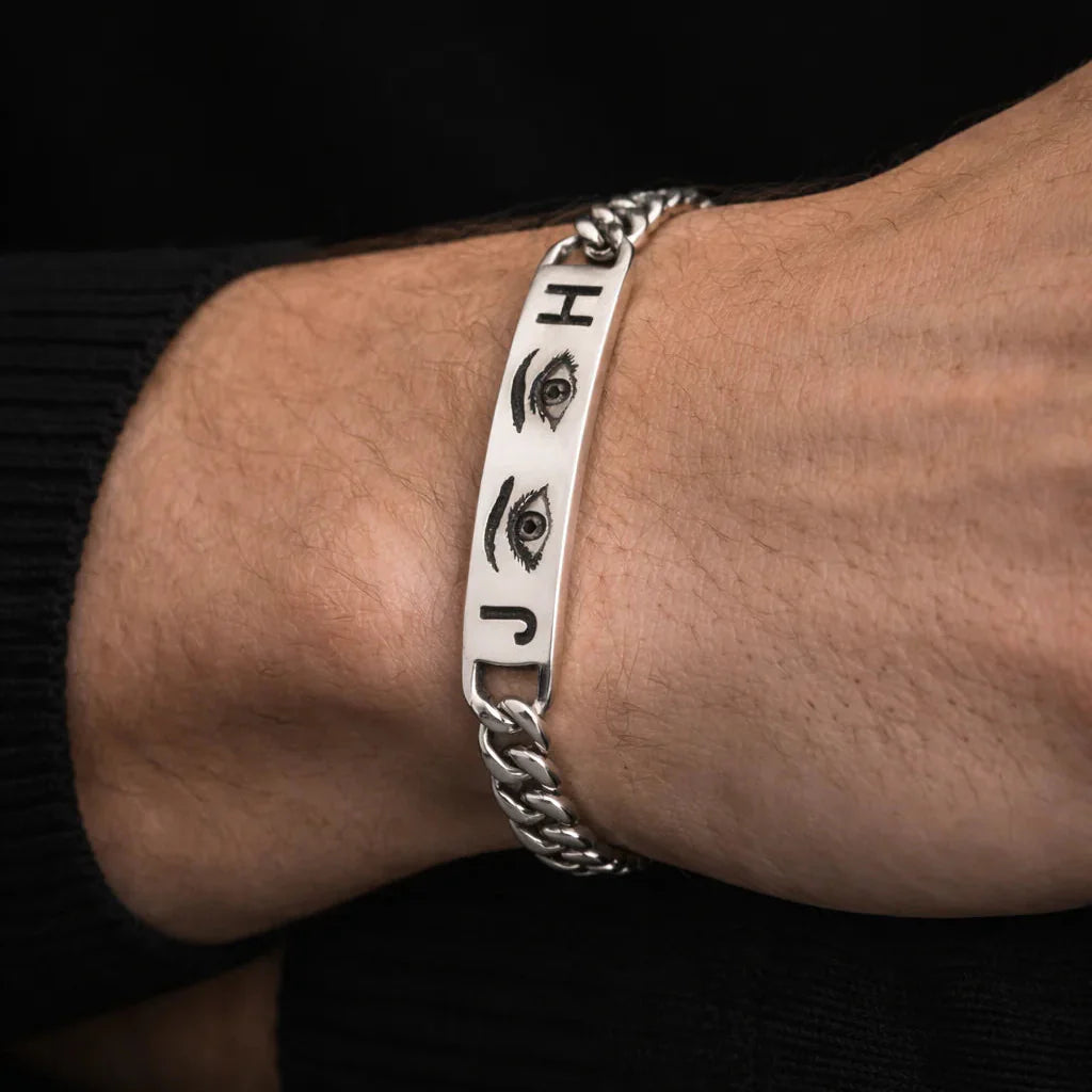 Bracelet Gravé avec Yeux et Photo Personnalisée