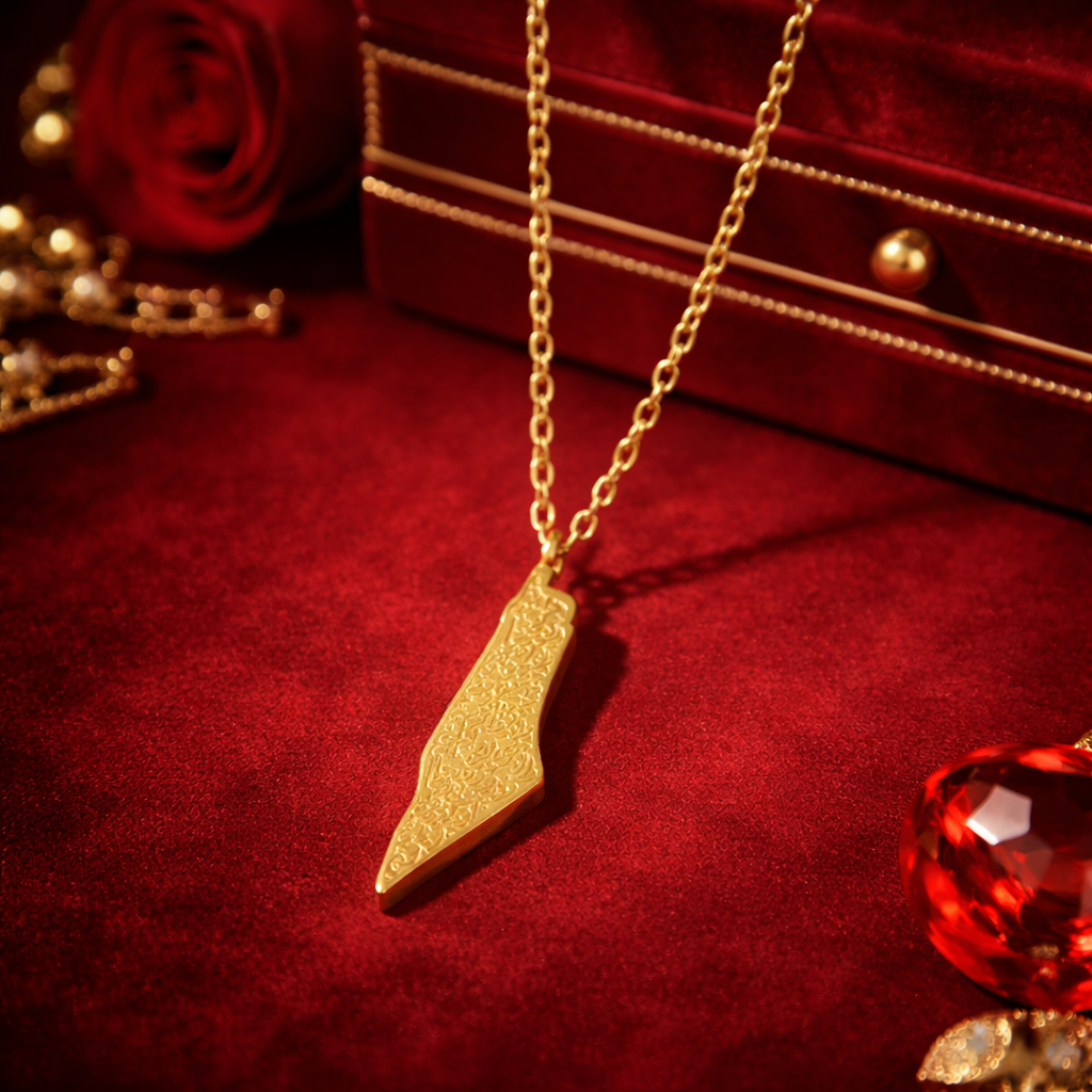 Palestine Map Elegant Pendant Necklace – Women