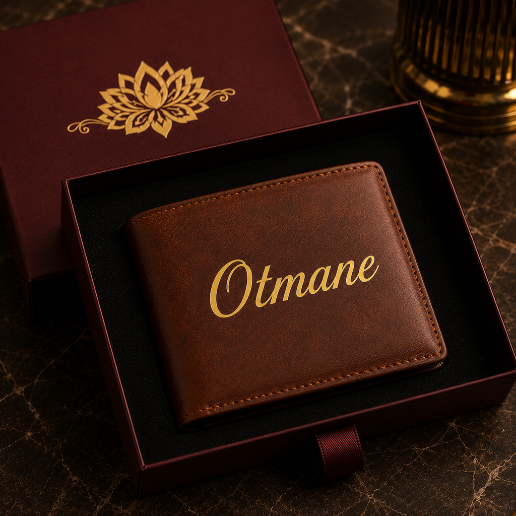 Portefeuille Personnalisé en Cuir Véritable – Gravure Prénom | Noir ou Marron